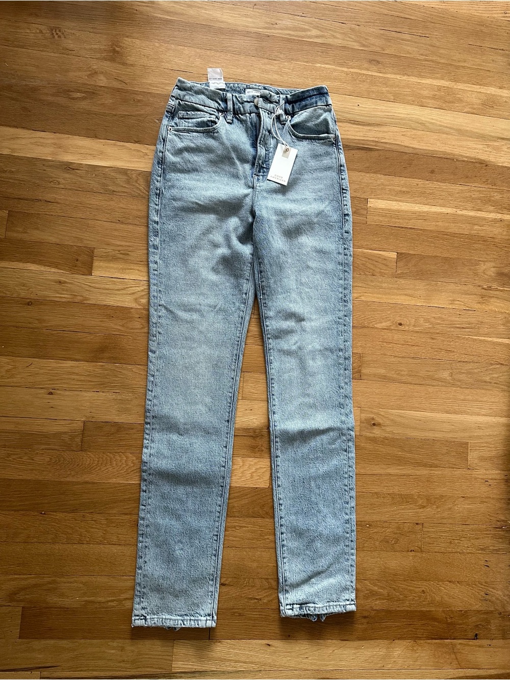Good American Light Wash Straight Leg Jeans